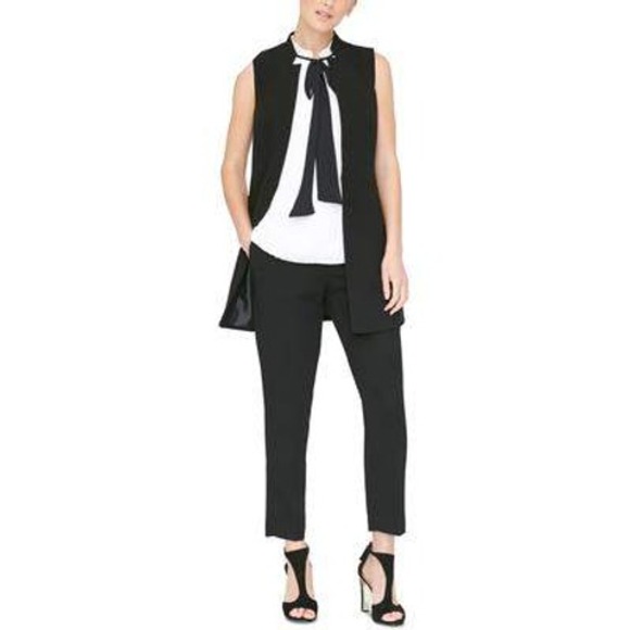 DKNY Vest Womens 10P Black Sleeveless Duster Open Front Career‎ NWT - Picture 1 of 10